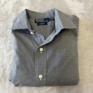Polo Ralph Lauren Mens Estate Custom Gray Dress‎ Shirt Size 17 1/2  French Cuff